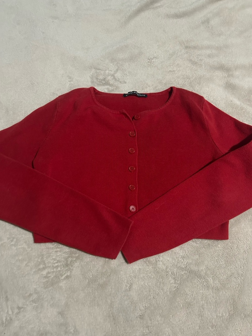 Brandy Melville Red Button-Front Cropped Cardigan